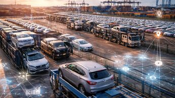 Neufahrzeug-Umschlag am Hafenterminal