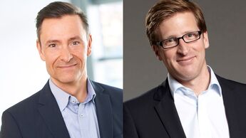 Olaf Schabirosky (linkes Bild) ist der neue CEO von Hermes Germany. Seine bisherigen Aufgaben als Geschäftsführer Services und Finanzen übernimmt ab Juli Hendrik Schneider.