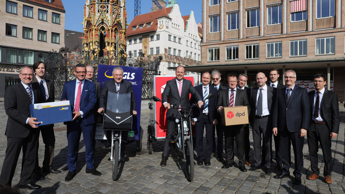 Pressetermin zum Start des Praxistests in Nuernberg: Lastenfahrrad statt Transporter - wie funktioniert das in der Praxis? am 16.03.2017