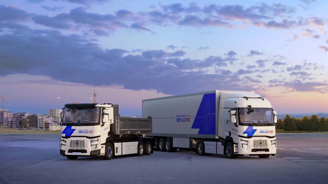Renault Trucks E-Tech C (links) und E-Tech T mit Batterie-elektrischem Antrieb.