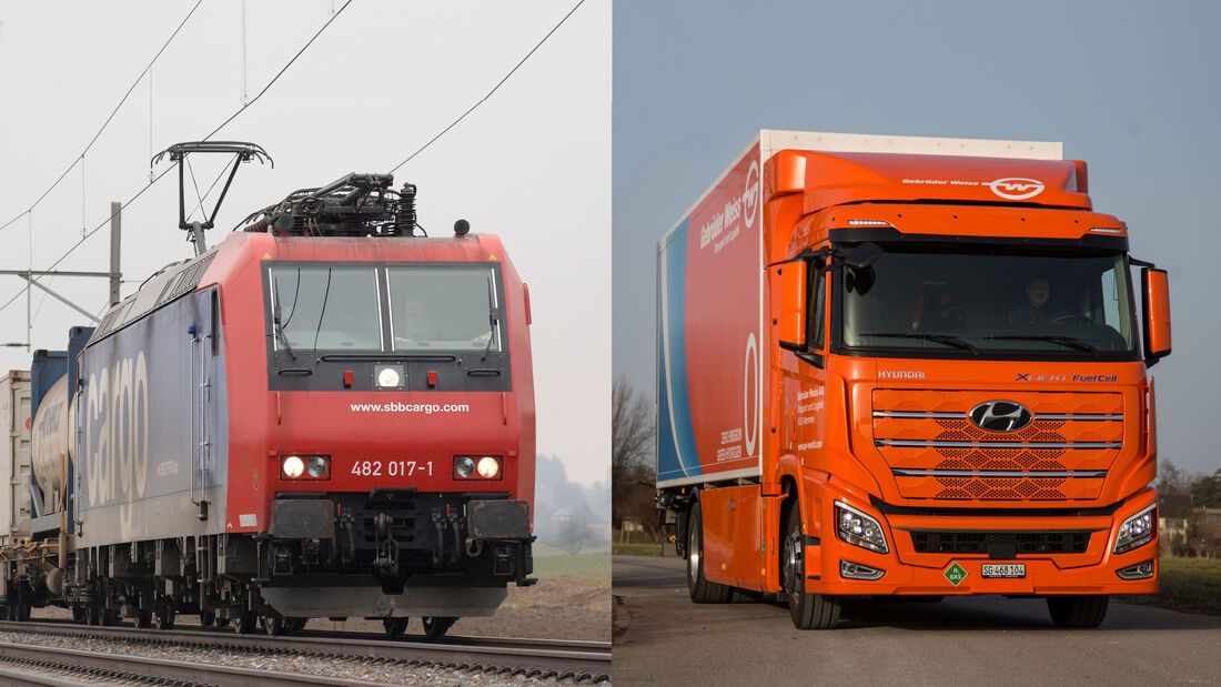 SBB-Lok im Wettbewerb mit auberem H2-Lkw
