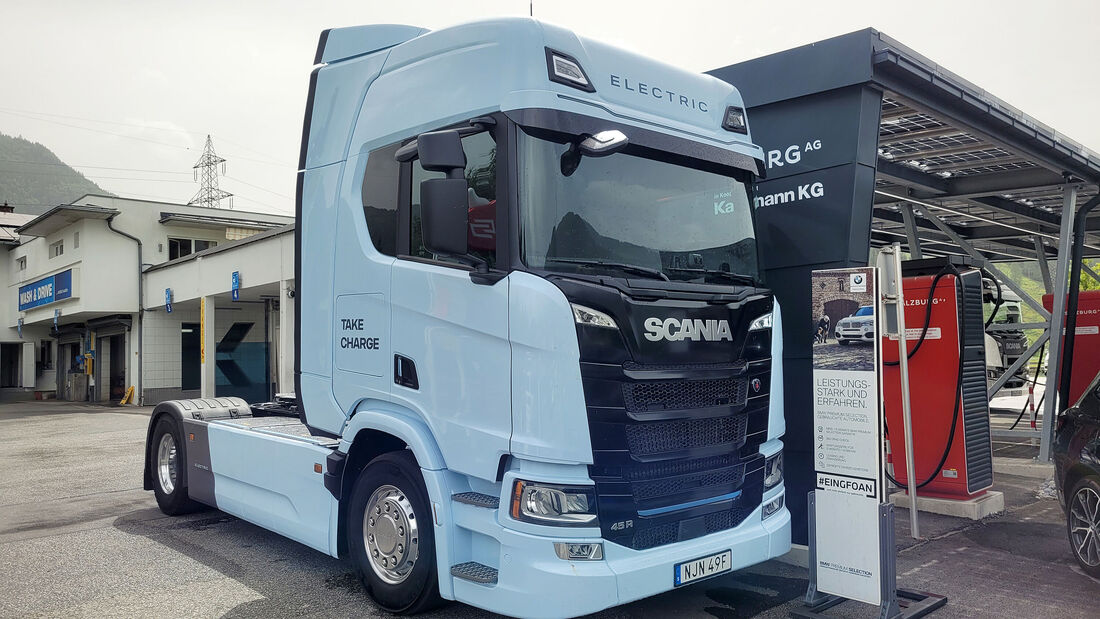 Scania BEV vozački događaj Grossglockner High Alpine Road, e-kamion, Scania 40 R, Scania 45 R, baterija, električni motor, FF 10/2024, prva standardna baterija-elektr. Scania tegljač