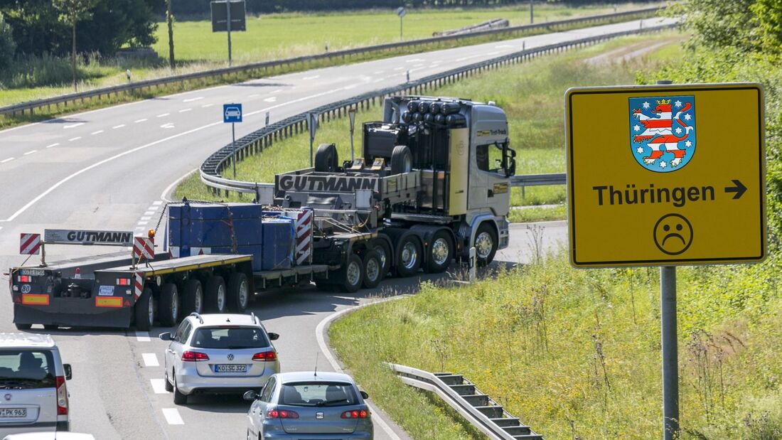 Thüringen Schwerlast Schild Schwergut Spedition Autobahn