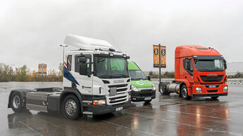 Vergleich LNG- mit CNG-Lkw, Scania, Iveco
