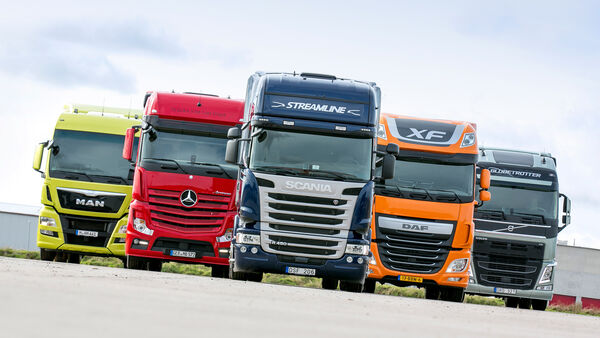 Vergleichstest Euro-6-Zugmaschinen, Scania, DAF, Volvo, Mercedes, MAN