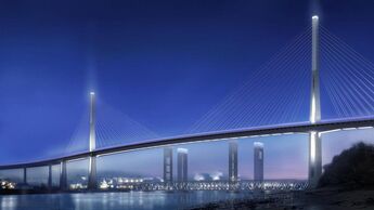 Visualisierung der Süderelbe-Brücke als Teil der geplante A26-Ost.
