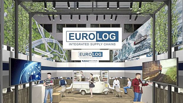 Visualisierung des Messestands von Eurolog auf der Transport Logistic 2023