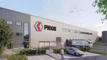Visualisierung des neuen Healthcare-Logistikzentrums von Fiege am Standort Münster-Hessenweg.