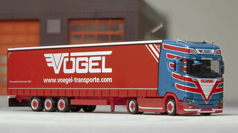 Vögel Transporte Scania S, Herpa 1:87, Modelle FF 1/2022, mit Hintergrund / Fotodiorama JR