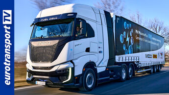 Wasserstoff-Lkw von IVECO auf der Straße, präsentiert von eurotransportTV – für eine emissionsfreie Zukunft im Transport.