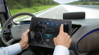 autonomes Fahren, Tablet, Lkw, Fahrerhaus