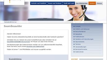 bundesverkehrsministerium, baustellenmelder, screenshot