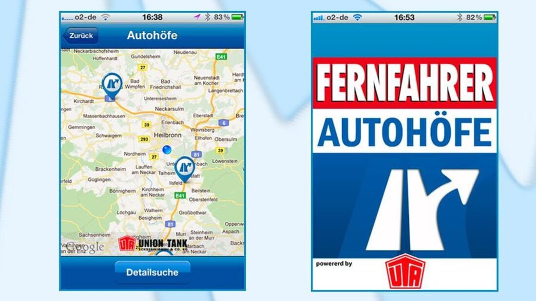 Autohöfe App für iPhone und Android