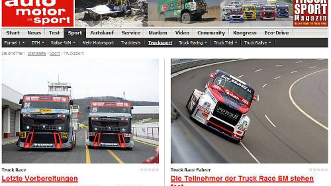 Truck Sport im Internet erleben