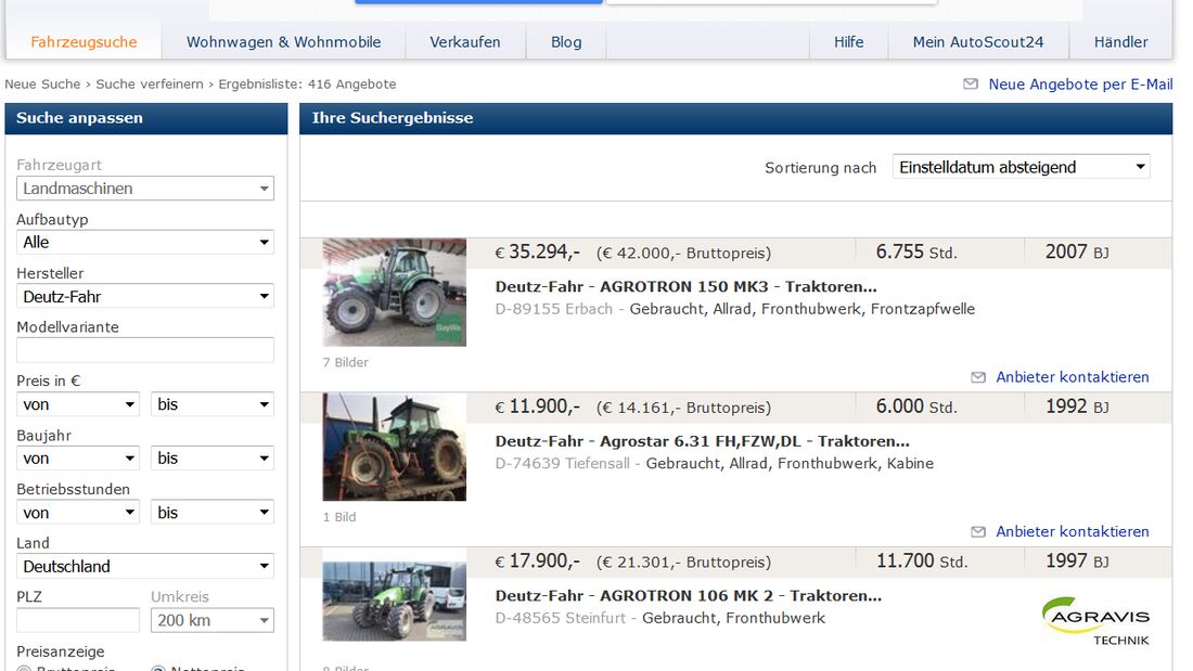 Mehr Landmaschinen bei Autoscout24