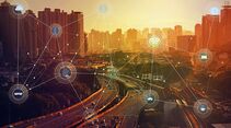 smart city and wireless communication network, abstract image visual, internet of things
