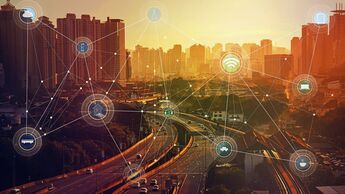 smart city and wireless communication network, abstract image visual, internet of things